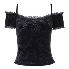 Women's Gothic Strapless lace Suspenders Leisure Bow Suede Tops