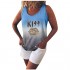 Womens Graphic Tank Tops Leopard KISS Print Gradient Sleeveless Shirts Comfy Loose Fit Running Exercise T-Shirt