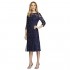Alex Evenings Women's Tea Length Embroidered Dress with Illusion Sleeves