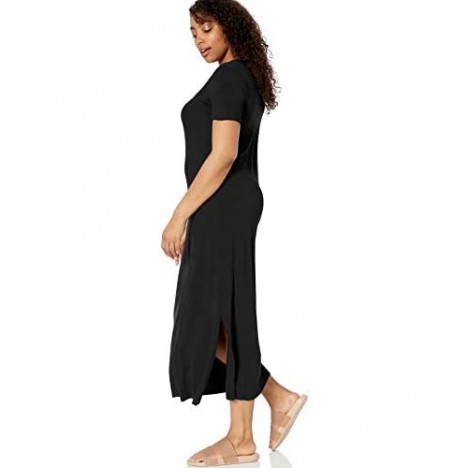 Daily Ritual Women's Jersey Standard-Fit Crewneck Short Sleeve Maxi Dress with Side Slit