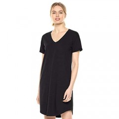 Daily Ritual Women's Lived-in Cotton Relaxed-Fit Roll-Sleeve V-Neck T-Shirt Dress