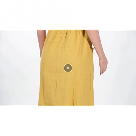 ECHOINE Women's Summer Dresses Floral Boho Spaghetti Strap Button Down Swing Midi Beach Dress with Pockets