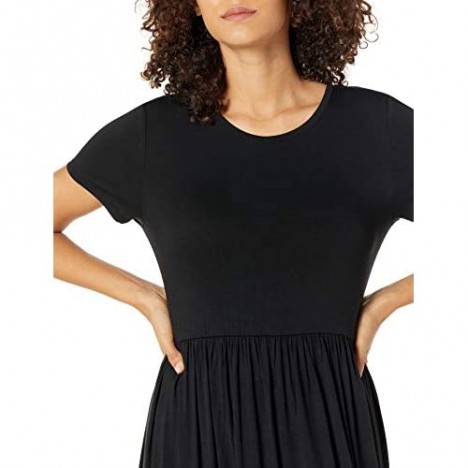 Essentials Women's Short-Sleeve Waisted Maxi Dress