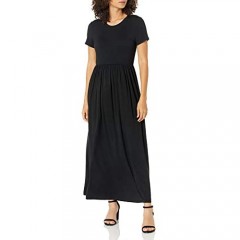 Essentials Women's Short-Sleeve Waisted Maxi Dress