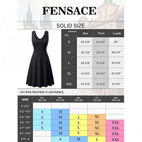 FENSACE Women's Sleeveless Midi Dress Casual Flared Tank Dress