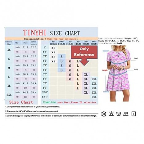 TINYHI Women's Swing Loose T-Shirt Fit Comfy Casual Flowy Cute Swing Tunic Dress